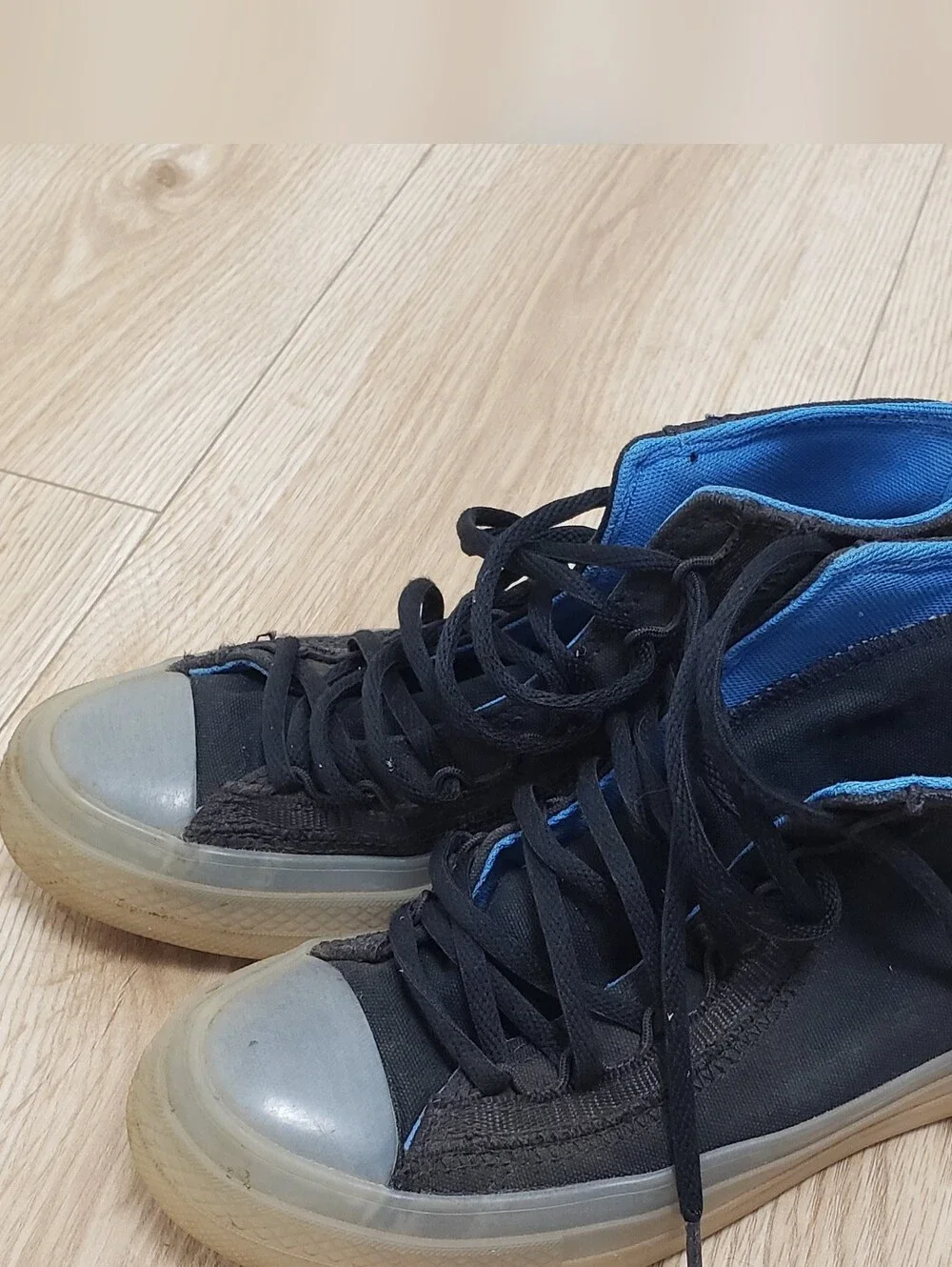 Converse Kids Black High-Top Sneakers with Blue Lining